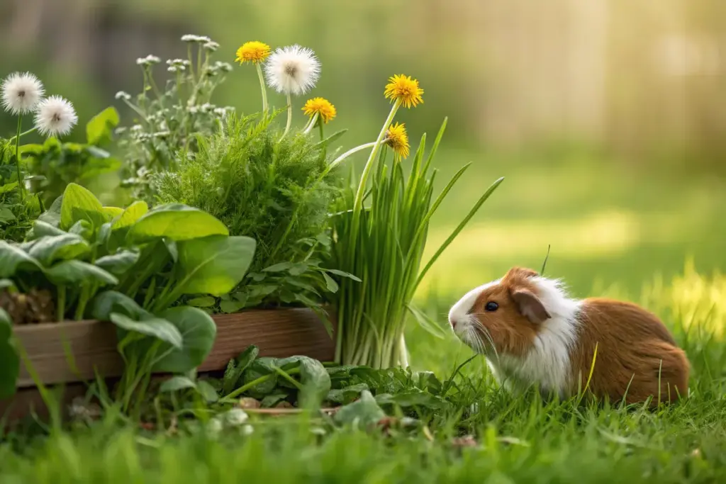 Frische Kräuter und Gräser für Meerschweinchen – Gesunde Ernährung.