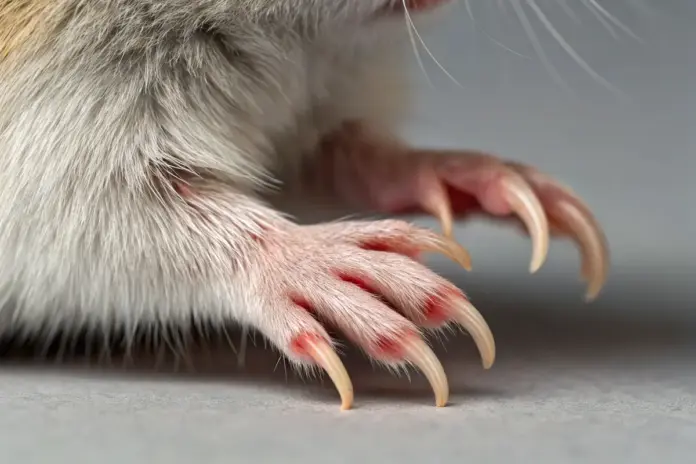 Nahaufnahme von langen Hamster-Krallen.